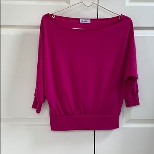 So Nikki 3/4 sleeve fuchsia pink shirt